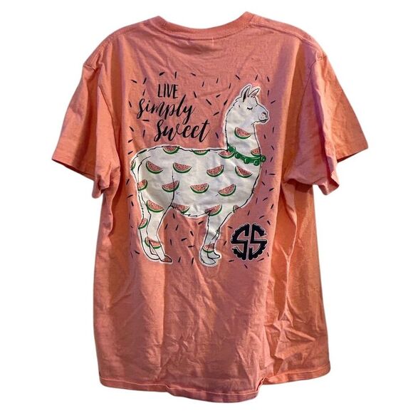 Simply Southern Women's M Pink Short Sleeve T-Shirt Casual Spring Llama - Picture 7 of 10